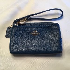 Coach Blue Leather Wristlet
